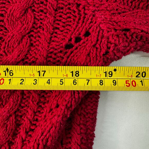 Vintage Hand Knit Cardigan Red Silk Angora Blend Delicate Boho Small Cottage - Picture 5 of 7